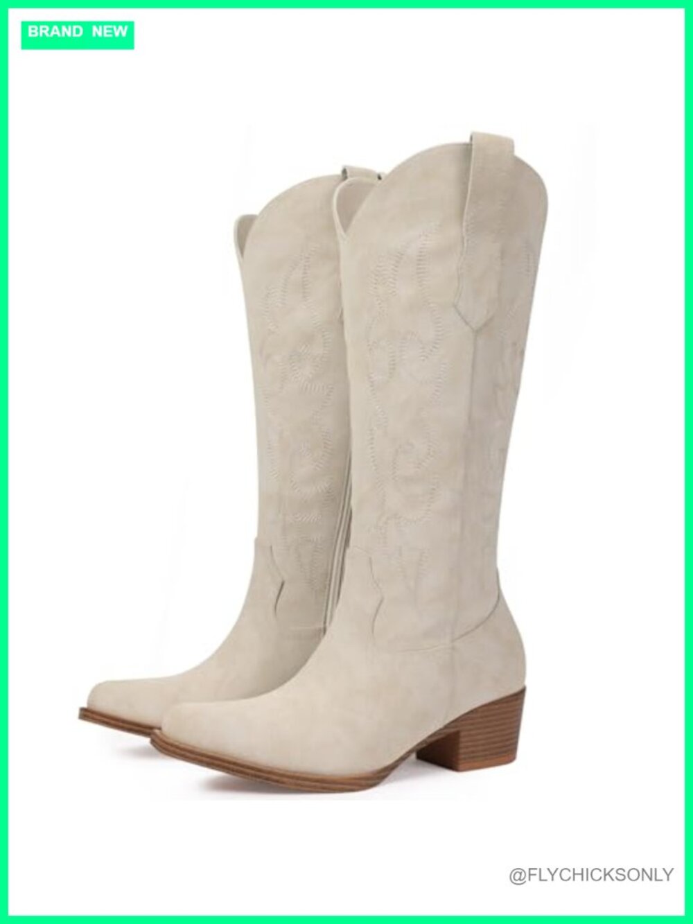 Wide Calf Cowboy Boots Faux Leather Snip Toe Knee High Western Boots